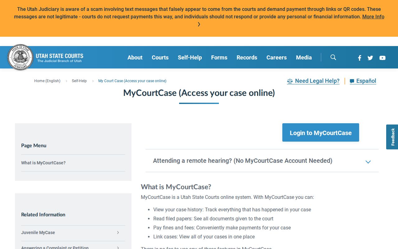 MyCourtCase party access for Beaver County criminal court records