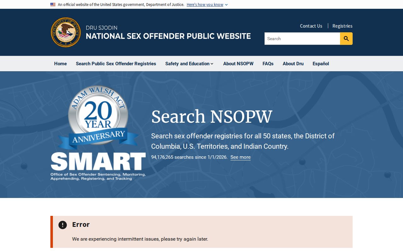 Beaver County sex offender check using the official NSOPW national search