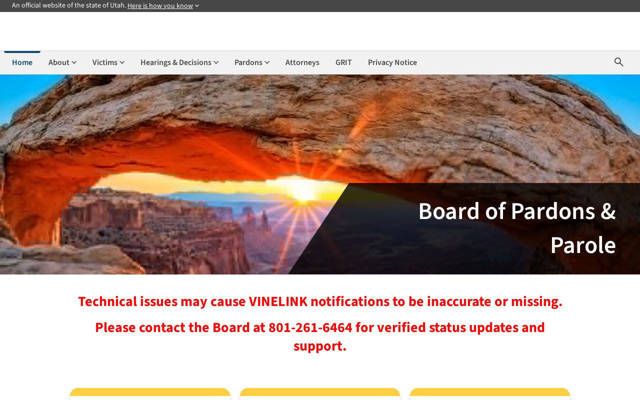 Beaver County criminal parole records at the Utah parole board